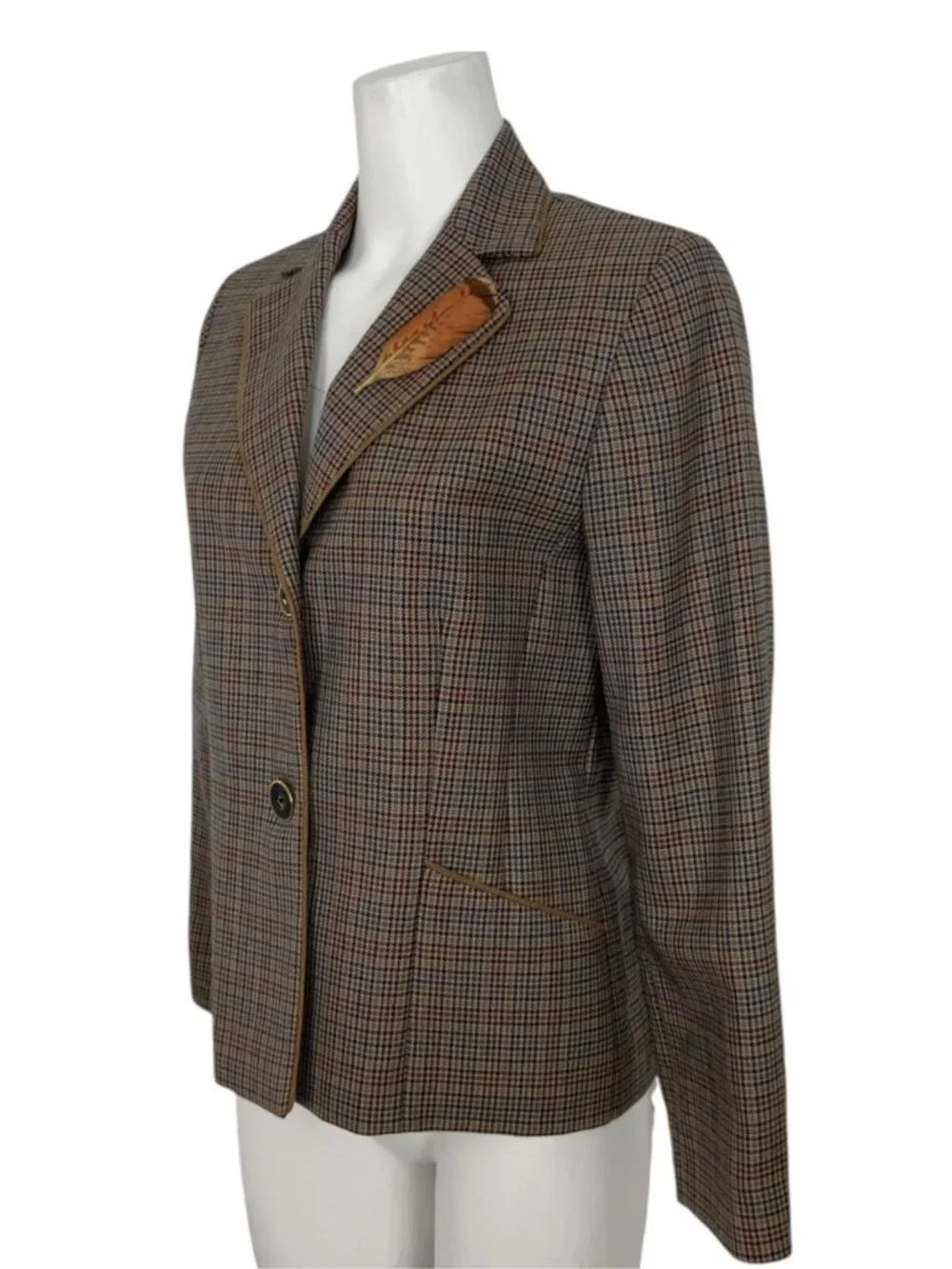 Pendleton Wool Plaid Blazer Jacket 6 Feather Pin Heritage - Picture 5 of 15